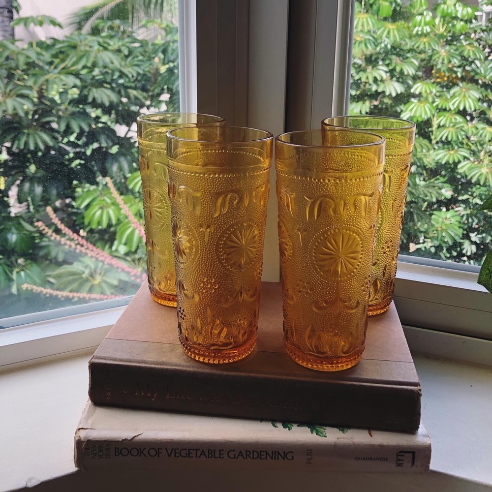 4 Amber Indiana Glasses